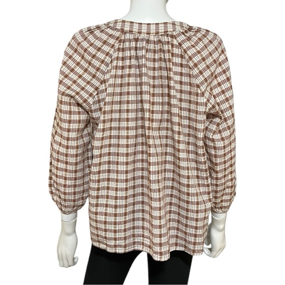 Universal Thread Tan Plaid Peasant Top, XS - Picture 7 of 10